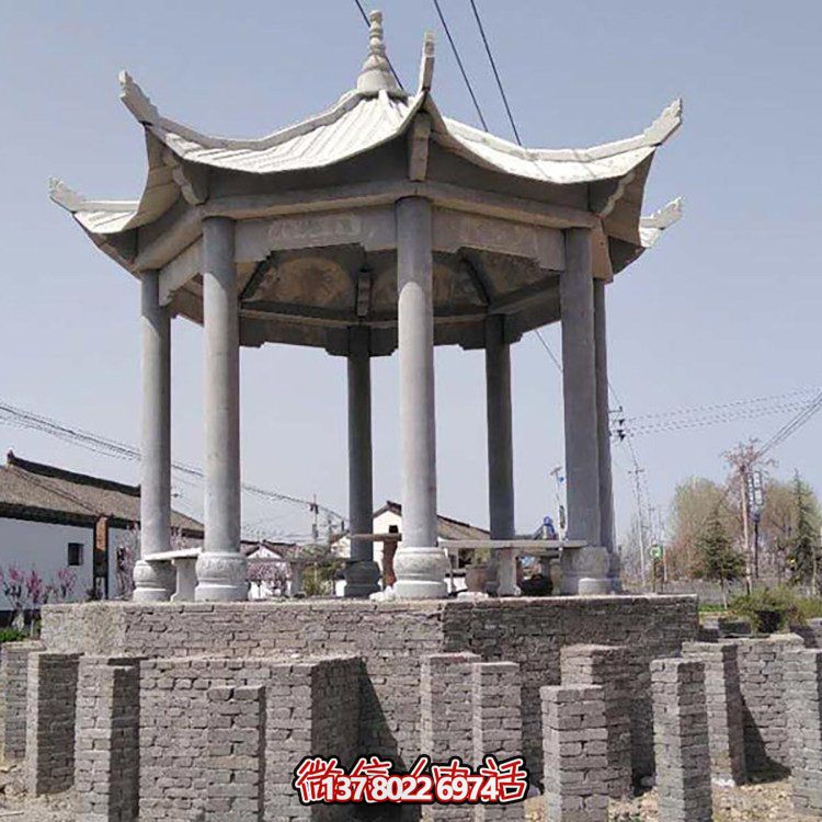 仿古做舊給戶外公園帶來經(jīng)典青石石雕涼亭