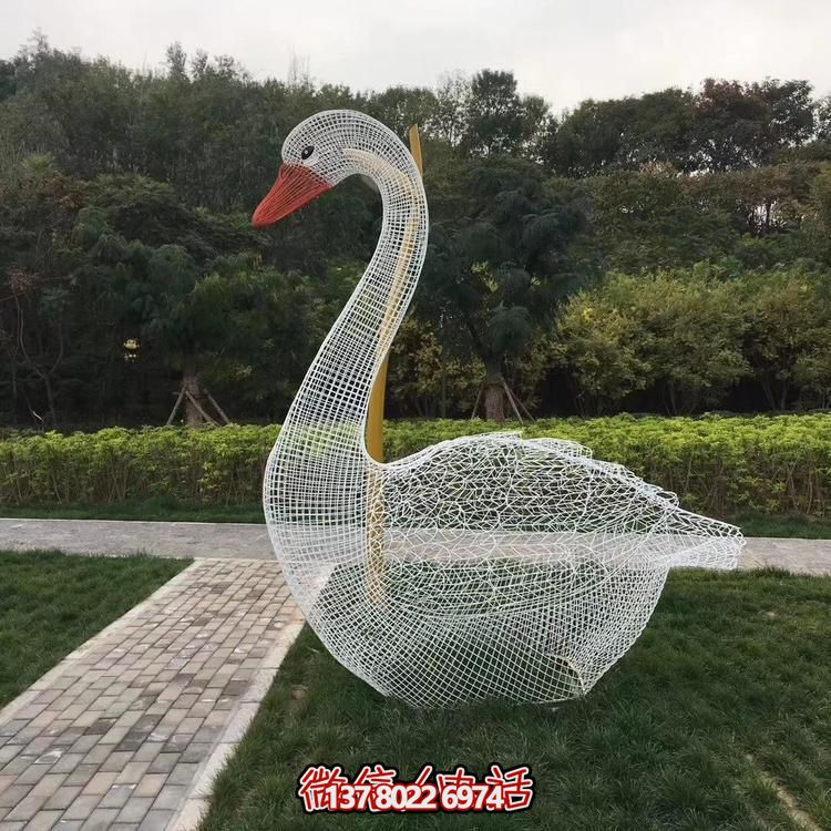 不銹鋼鏤空創意戶外公園照明動物景觀天鵝燈